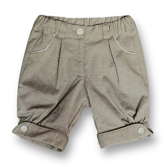Jacadi Baby Girls Short Pants Sz 6M 6 Month Brown Pink Herringbone Knickers - Picture 1 of 7